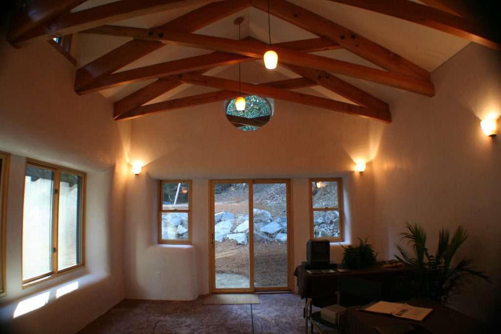 straw bale house interior