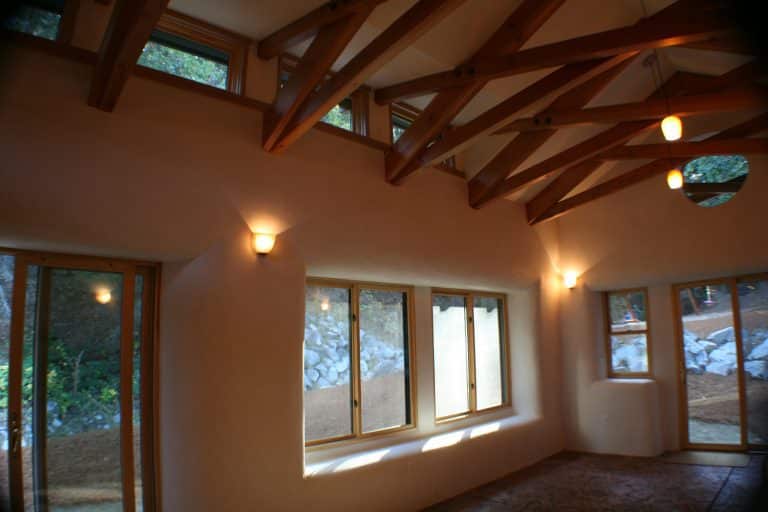 Straw Bale House exposed rafters