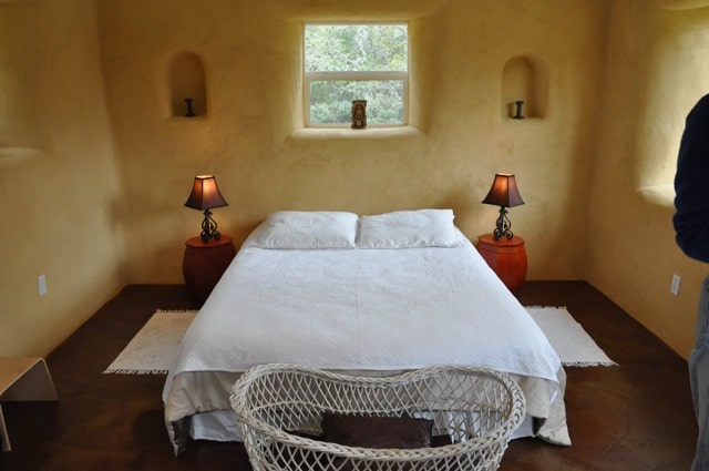 bedroom in a straw bale house