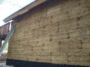 straw bale wall with holes