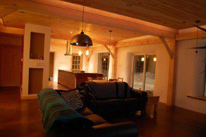 straw bale house interior timber frame