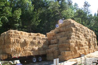 tall stack of straw bales