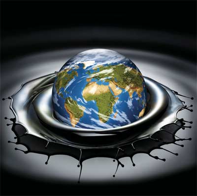 Planet earth in oil